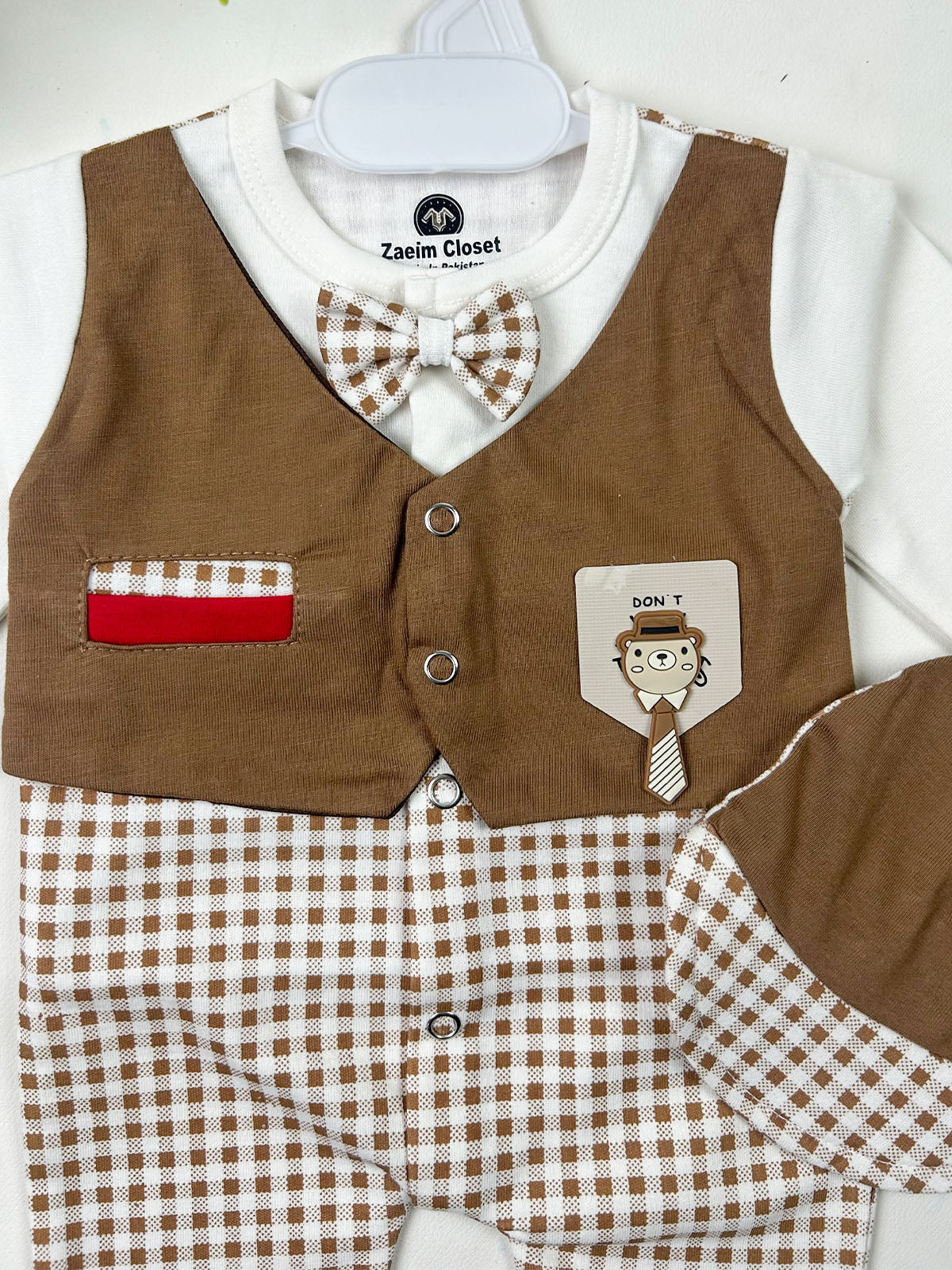 0Mth - 3Mth Brown Romper For Newborn NBR164