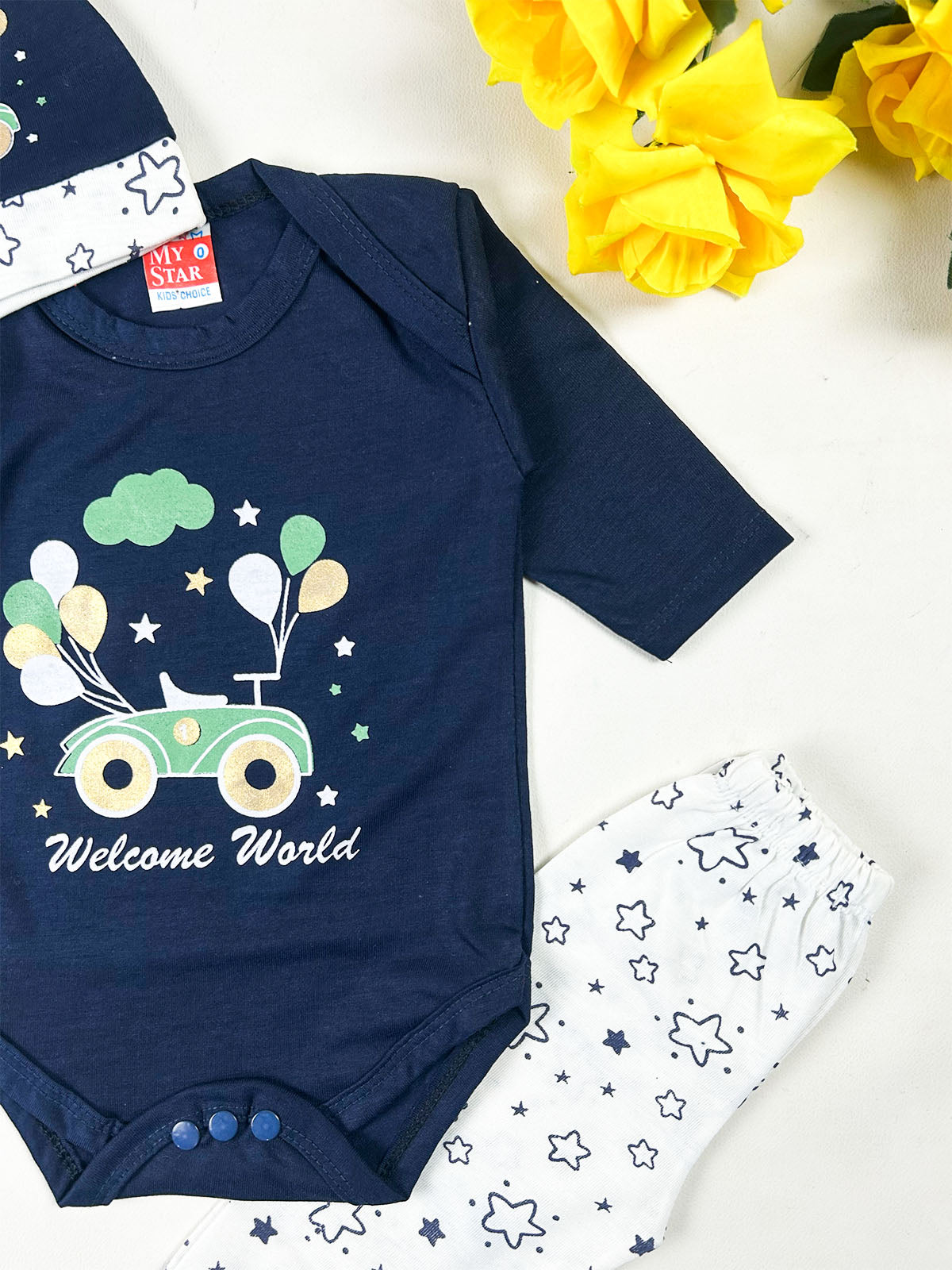 0Mth - 3Mth WW Navy Blue 3Pcs Gift Set For Newborn NBGS428