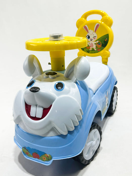 Bunny Design Kids Ride-On Push Car with Steering Wheel – Blue & Yellow