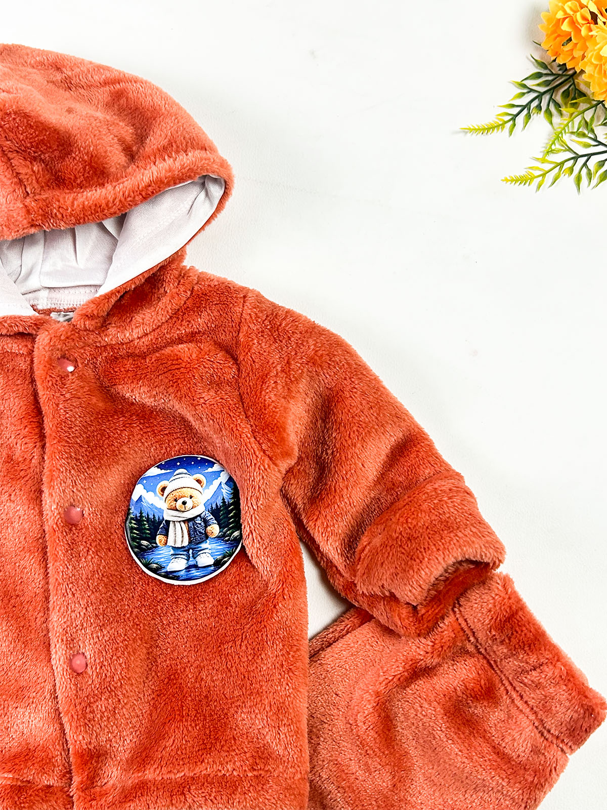 0Mth - 3Mth Liwoo Orange Fleece Baba Suit For Newborn NBS859