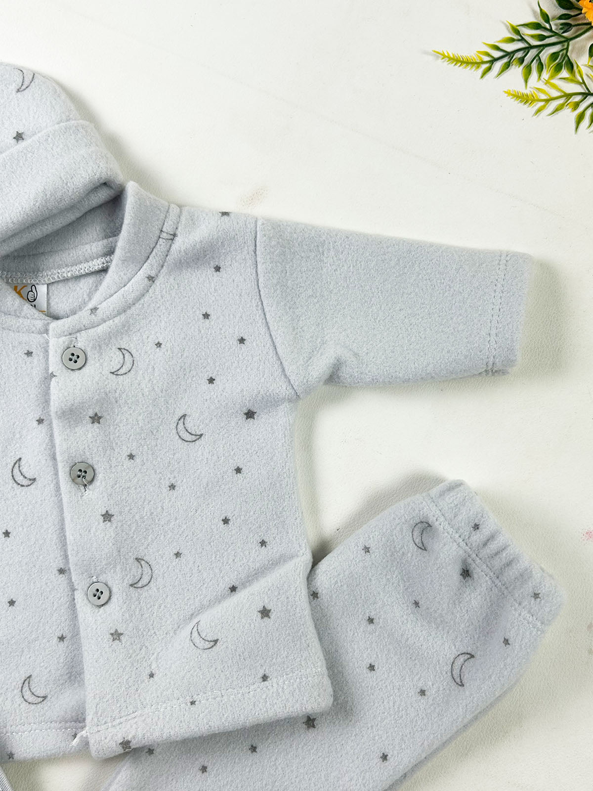 0Mth - 3Mth Moon Grey 5Pcs Fleece Gift Set For Newborn NBGS396