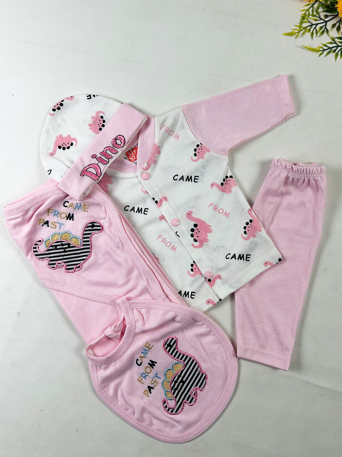 0Mth - 3Mth Dino Pink 5Pcs Gift Set For Newborn NBGS413