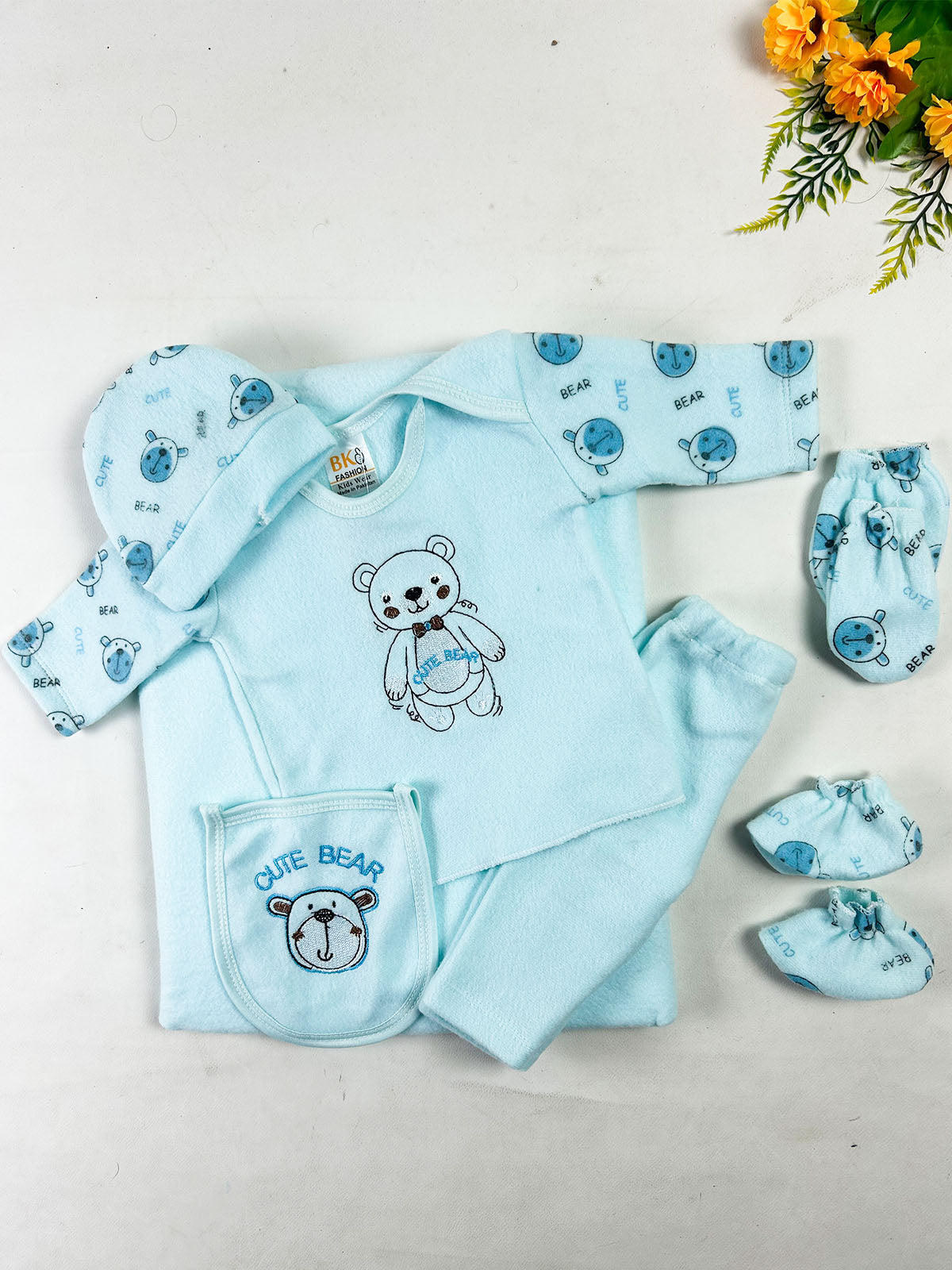 0Mth - 3Mth CB Blue 8Pcs Fleece Gift Set For Newborn NBGS404
