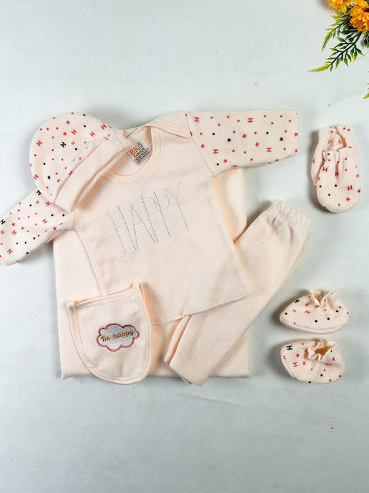 0Mth - 3Mth Happy Peach 8Pcs Fleece Gift Set For Newborn NBGS407