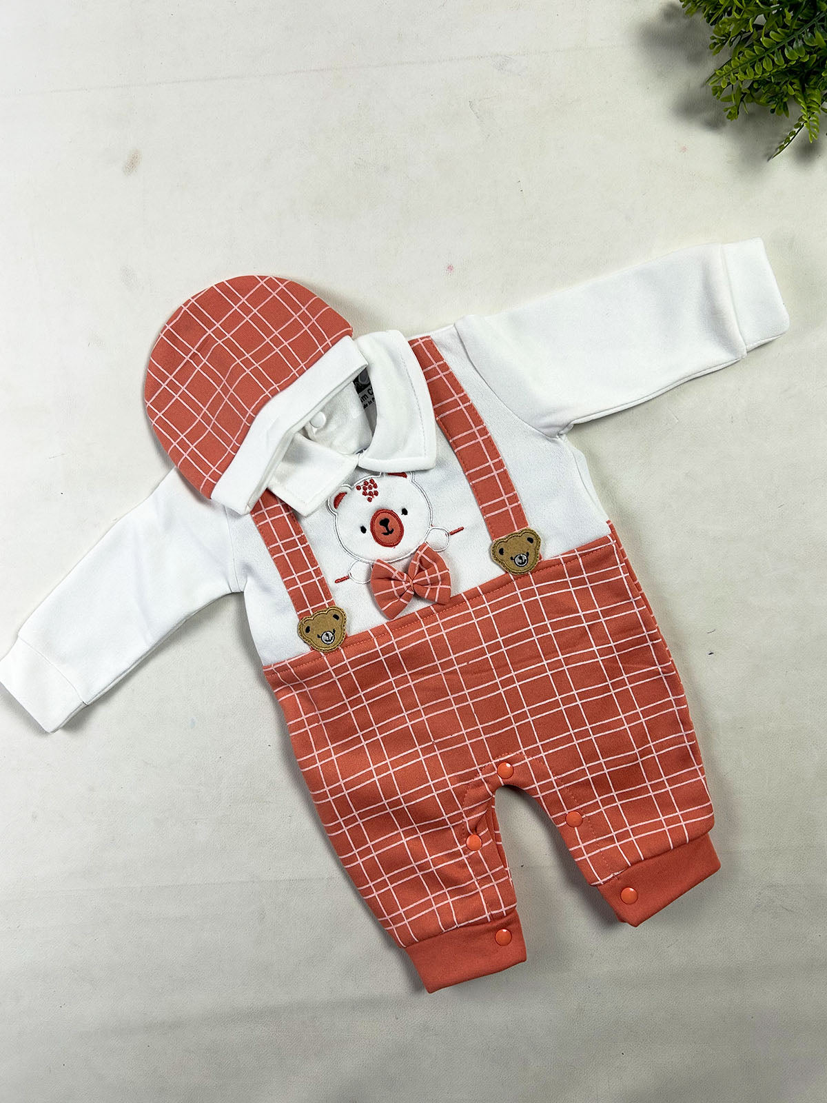 0Mth - 3Mth Orange Fleece Romper For Newborn NBR199