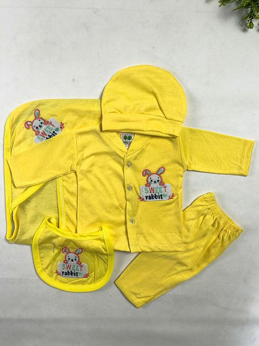 0Mth - 3Mth Sweet Rabbit Yellow 5Pcs Gift Set For Newborn NBGS433