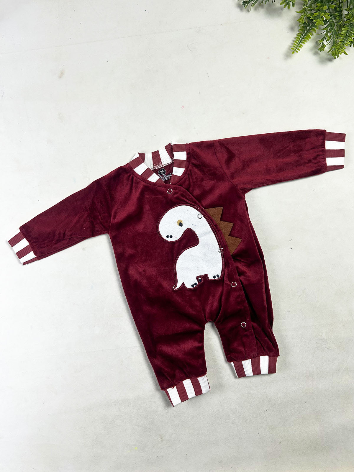 0Mth - 3Mth Burgundy Velvet Romper For Newborn NBR201