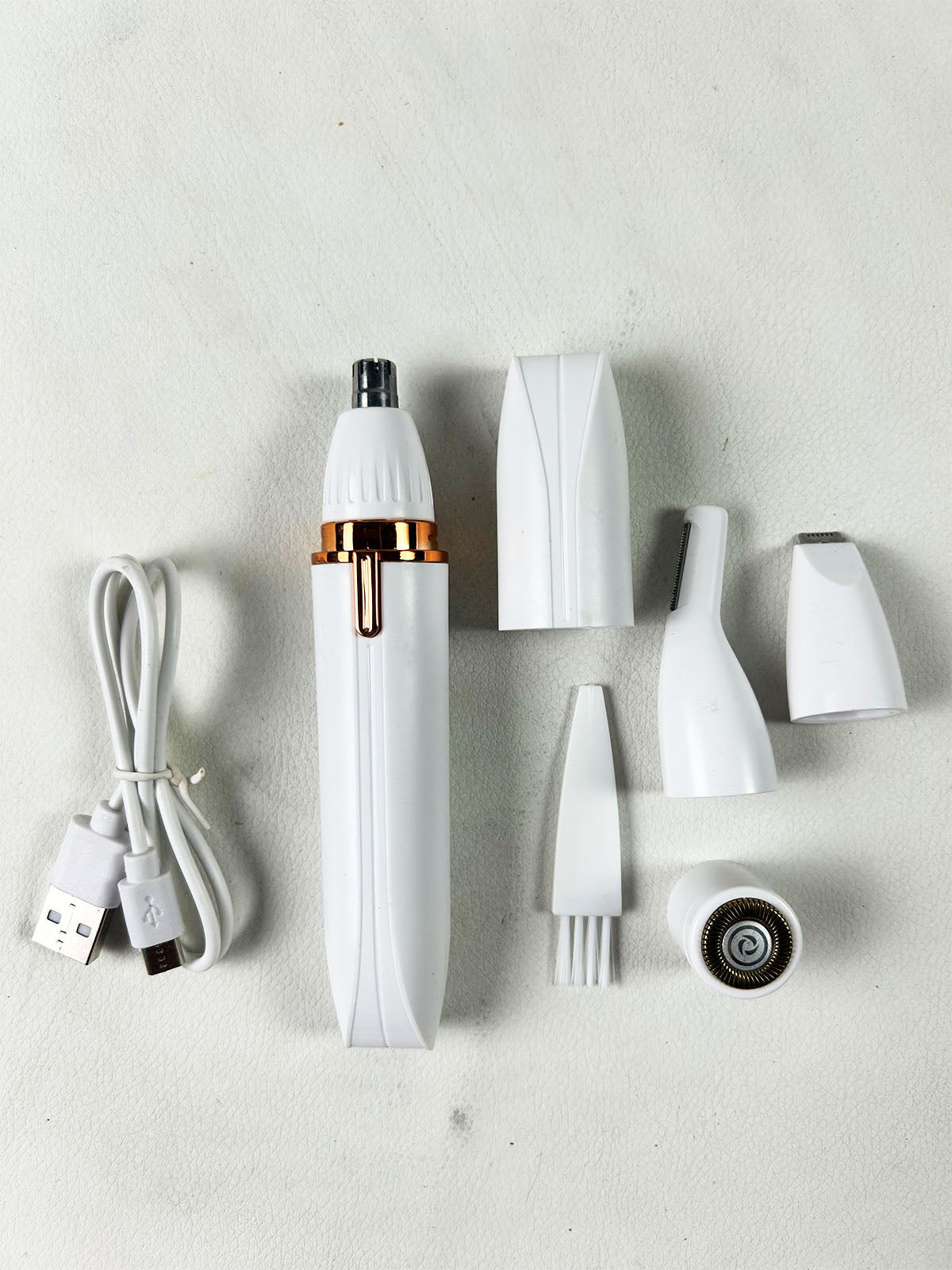 4-in-1 Rechargeable Electric Facial Hair Remover & Multi-Grooming Shaver For Women – White