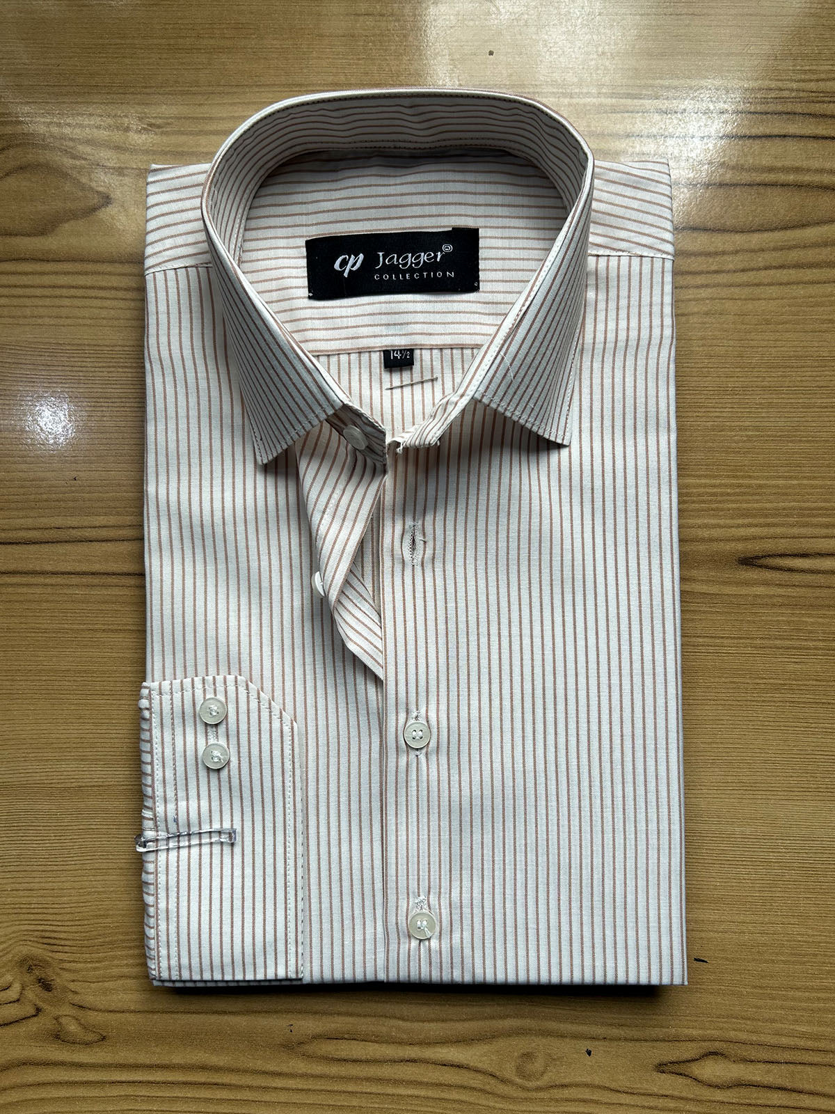 MFS631 Light Brown Lined Formal Dress Shirt For Men