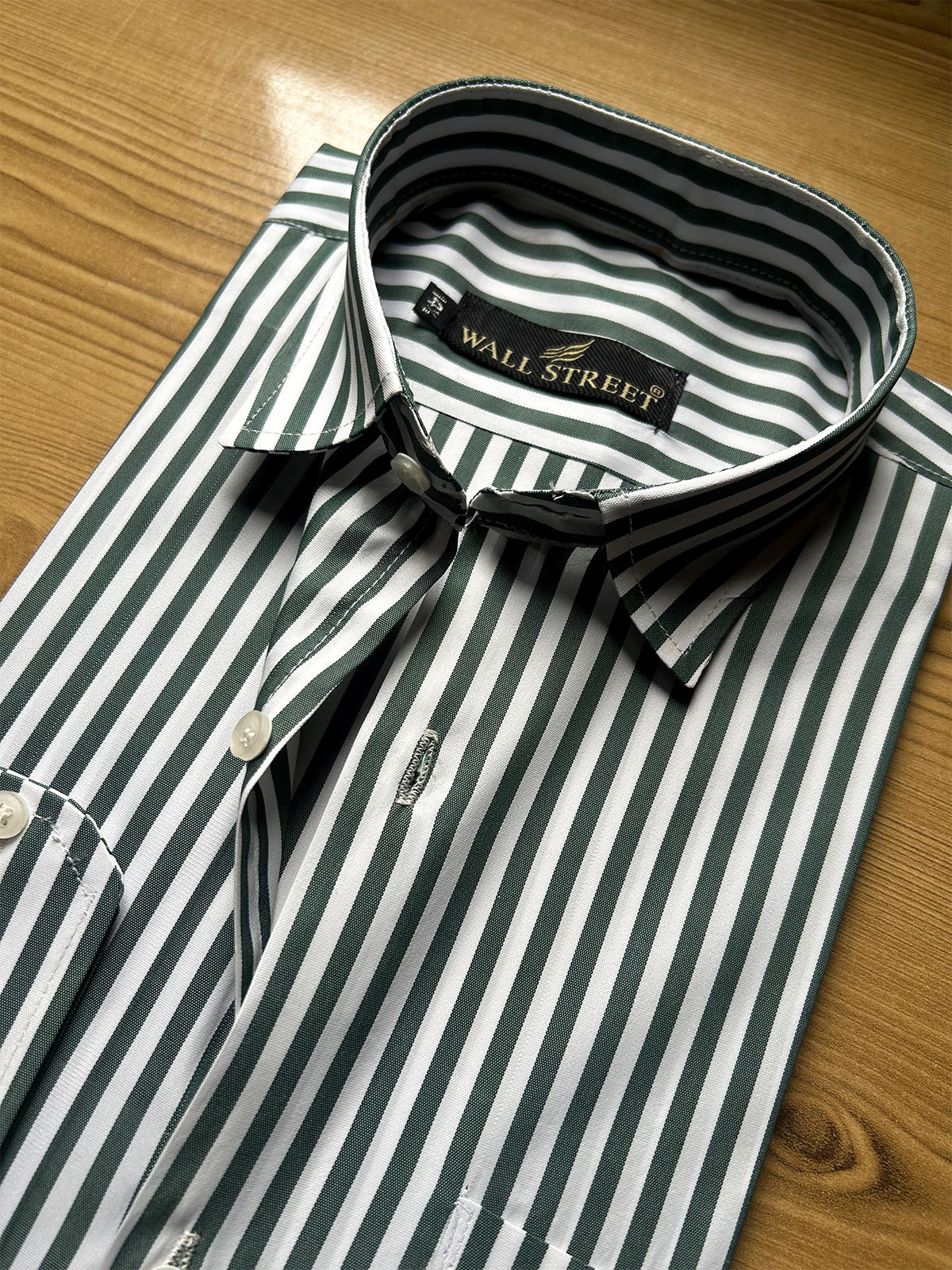 MFS639 Green Lined Formal Dress Shirt For Men