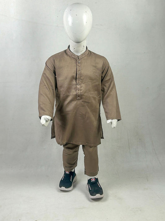 2Yrs - 8Yrs Brown Kurta Pajama Suit For Boys AM BKS223
