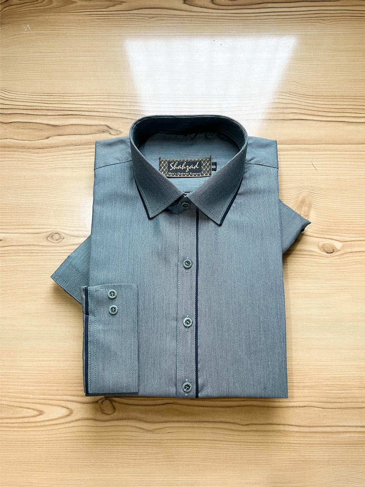 839-1 Grey Stitched Suit Shirt Collar Kameez Shalwar For Men MSK393