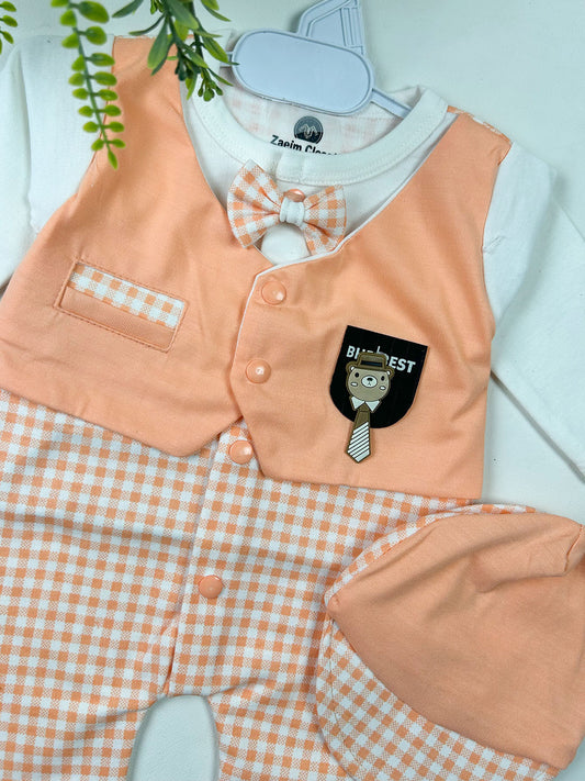0Mth - 3Mth Peach Romper For Newborn NBR160