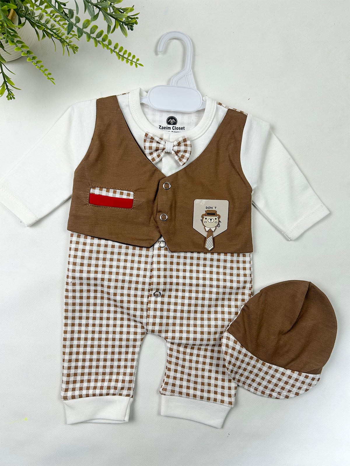 0Mth - 3Mth Brown Romper For Newborn NBR164