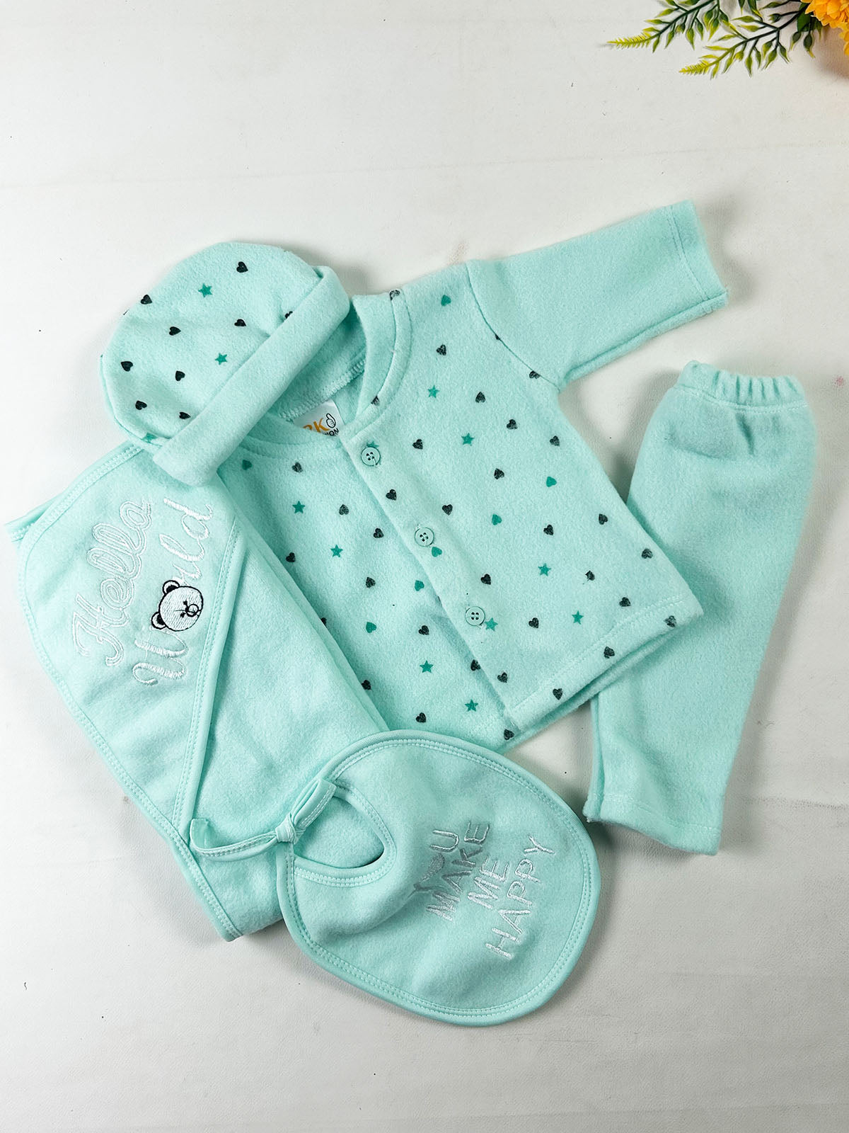 0Mth - 3Mth HW Green 5Pcs Gift Set For Newborn NBGS398