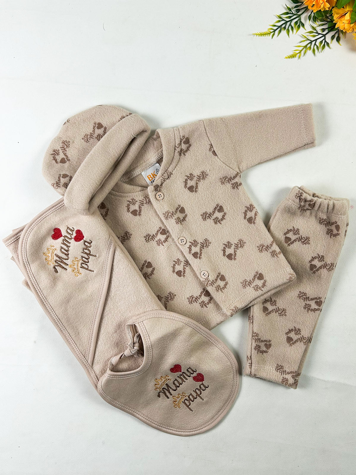 0Mth - 3Mth MP Brown 5Pcs Gift Set For Newborn NBGS401