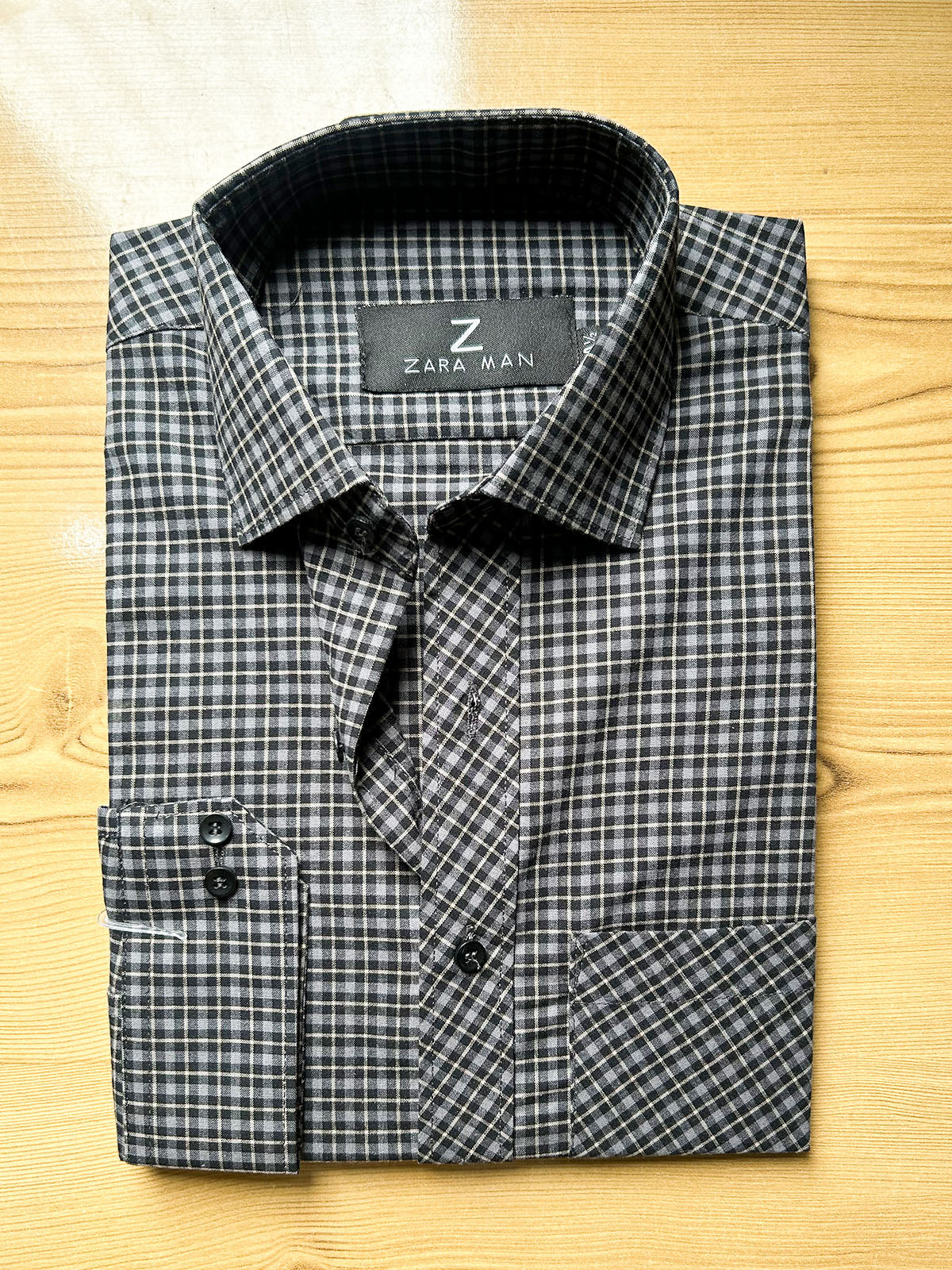 MFS623 Black Check Formal Dress Shirt For Men