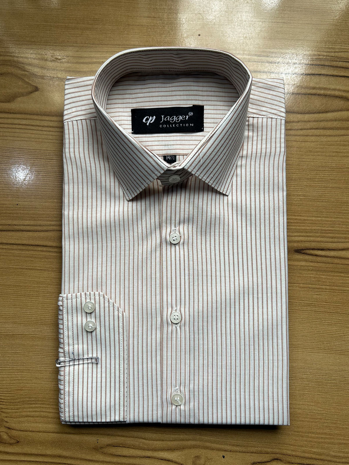 MFS631 Light Brown Lined Formal Dress Shirt For Men