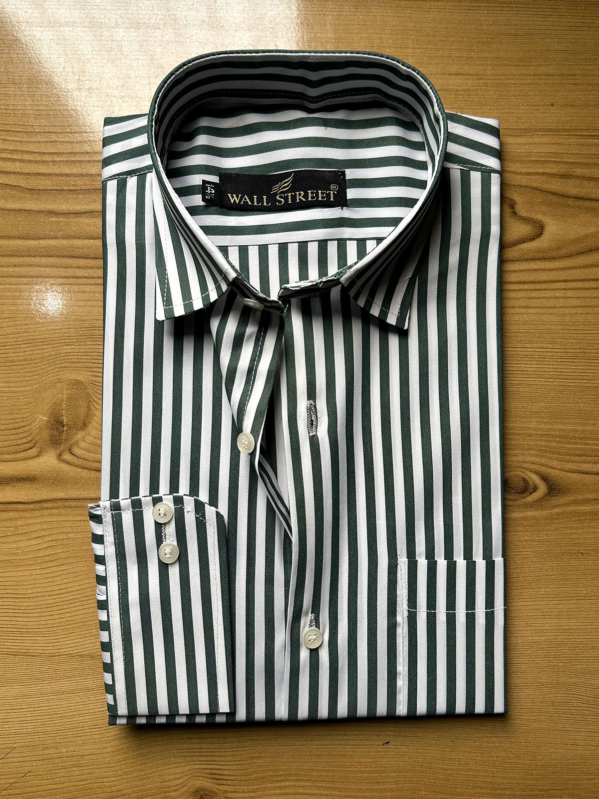MFS639 Green Lined Formal Dress Shirt For Men