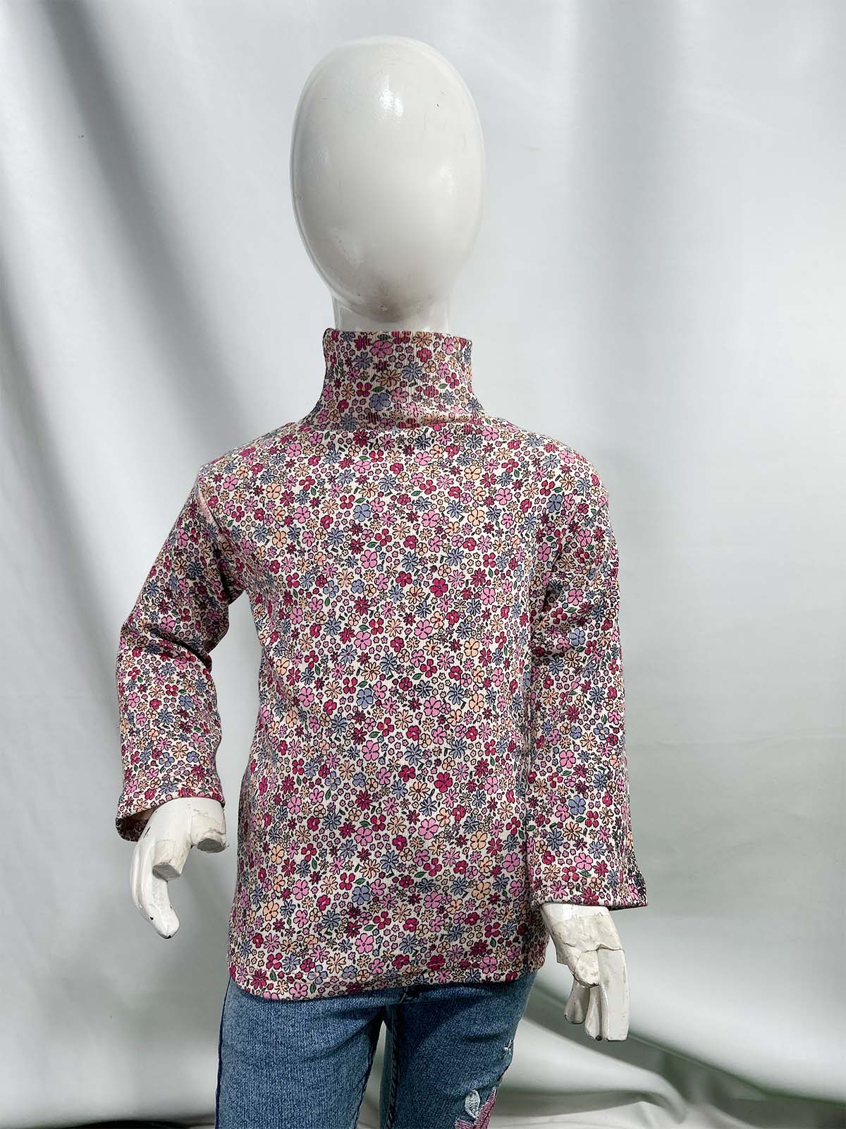 1.5Yr - 5Yrs Red Floral High Neck For Girls TB GHN06