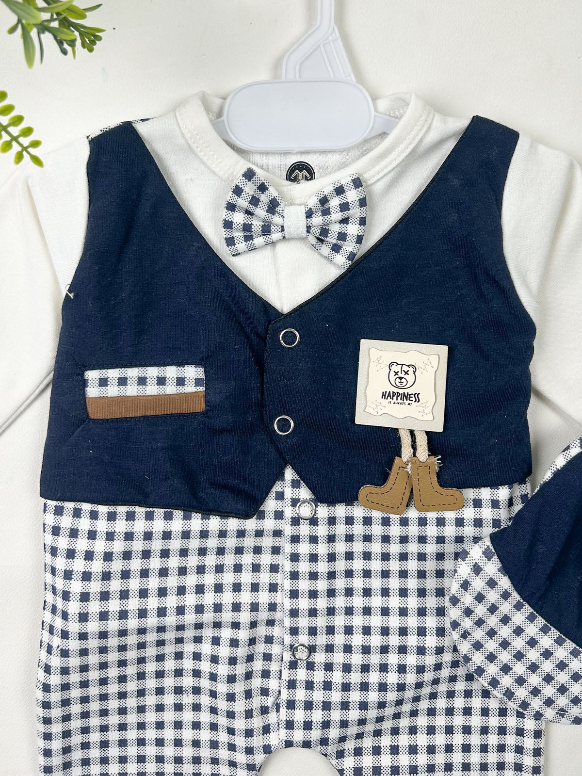 0Mth - 3Mth Navy Blue Romper For Newborn NBR166