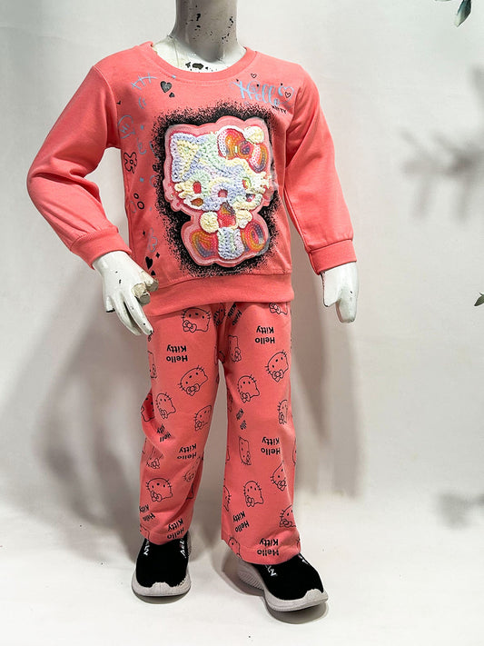 1Yr - 4Yrs Pink Kitty Suit For Girls GS606