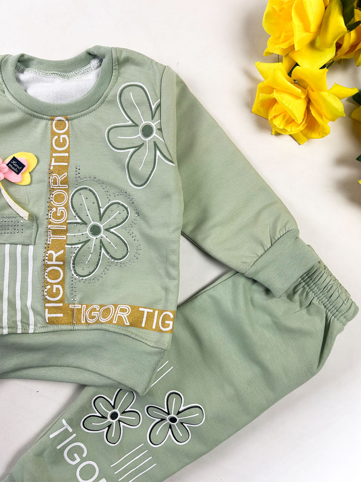 1Yr - 4Yrs Flower Green Suit For Girls GS607