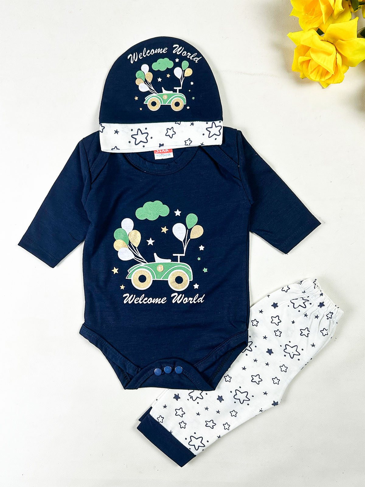 0Mth - 3Mth WW Navy Blue 3Pcs Gift Set For Newborn NBGS428