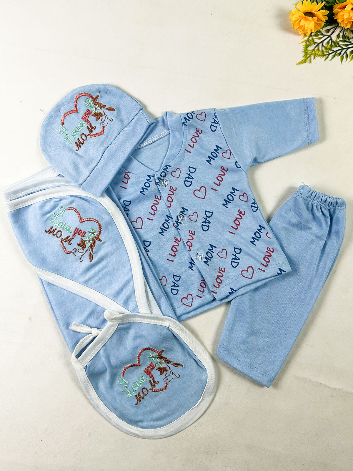 0Mth - 3Mth Love U Mom Blue 5Pcs Gift Set For Newborn NBGS416
