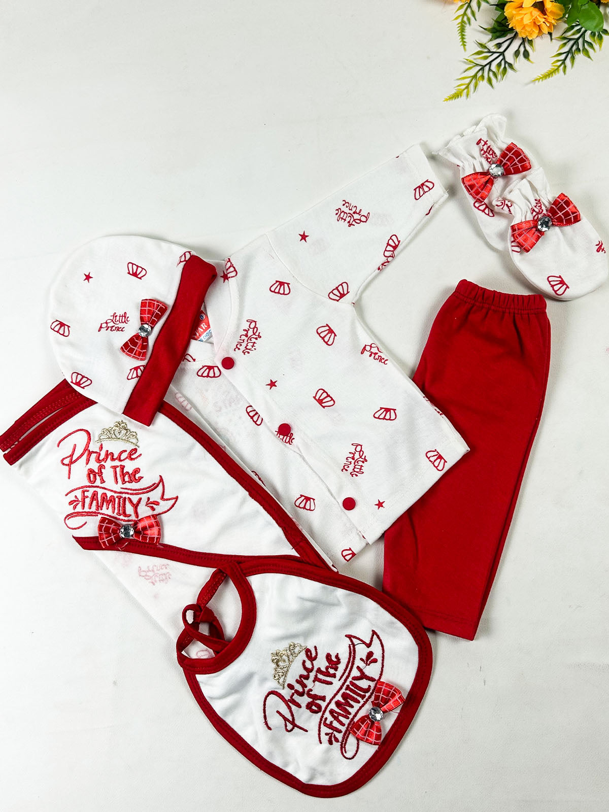 0Mth - 3Mth Prince Red 6Pcs Gift Set For Newborn NBGS419