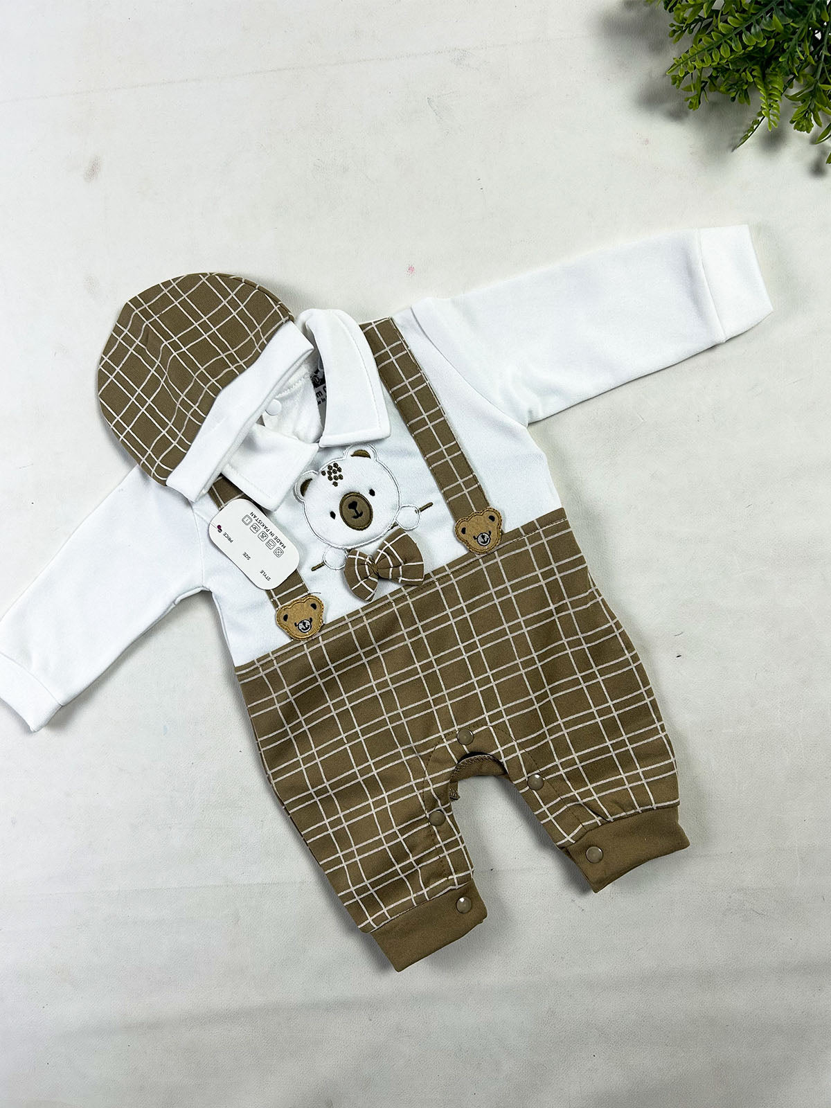 0Mth - 3Mth Brown Fleece Romper For Newborn NBR200