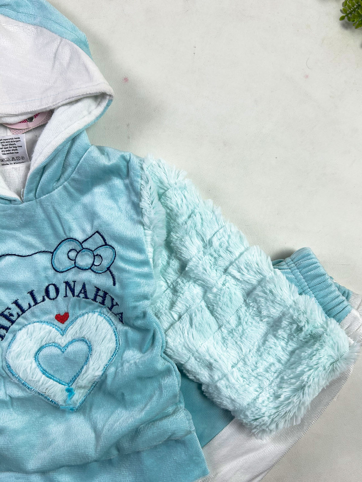 3Mth - 9Mth HN Baby Blue Velvet Baby Suit For Newborn NBS865