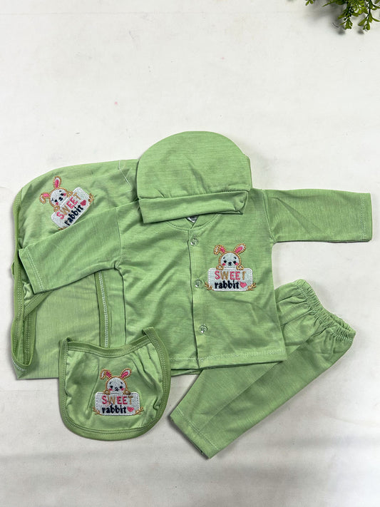 0Mth - 3Mth Sweet Rabbit Green 5Pcs Gift Set For Newborn NBGS432