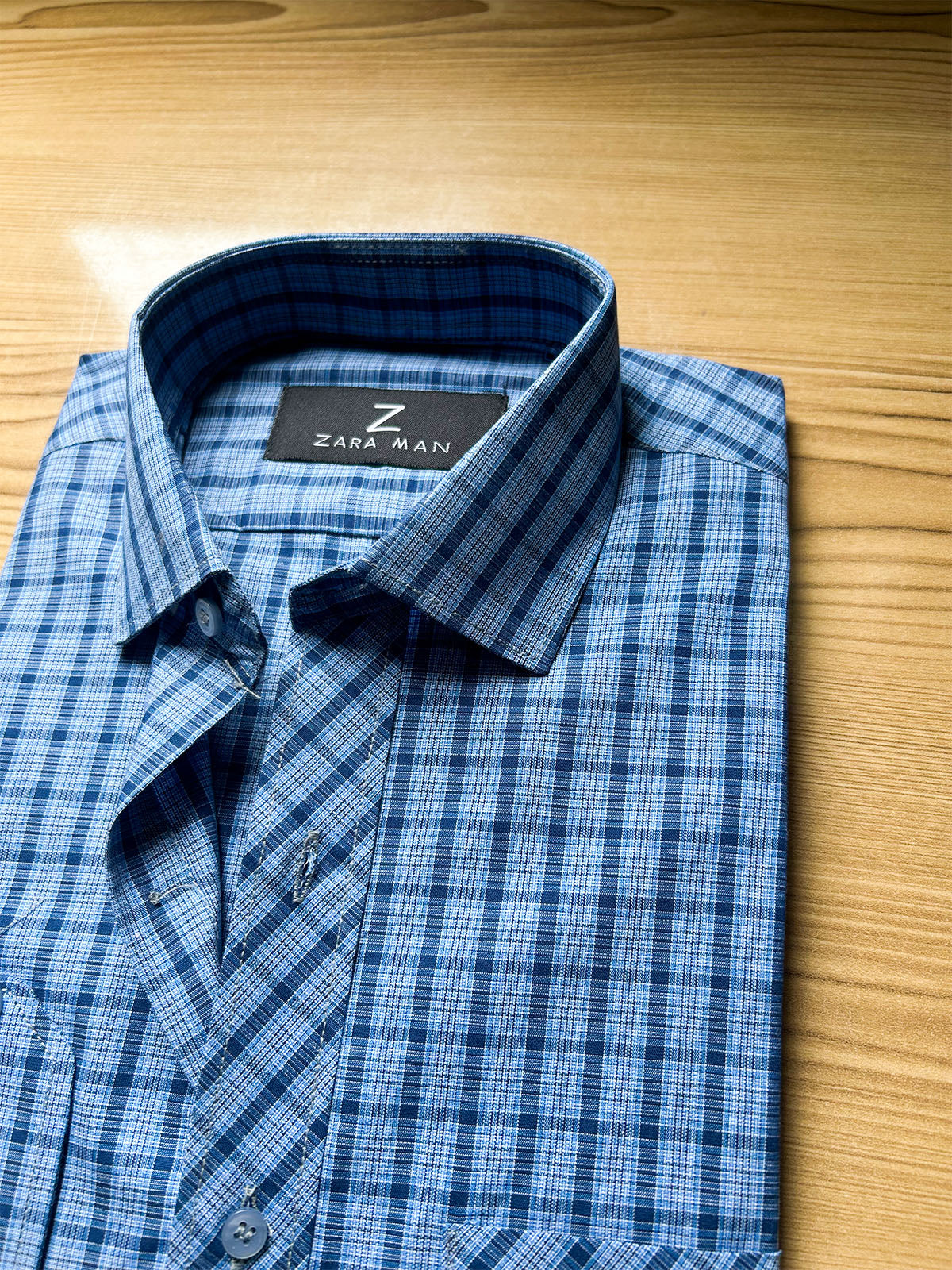 MFS622 Blue Lined Formal Dress Shirt For Men