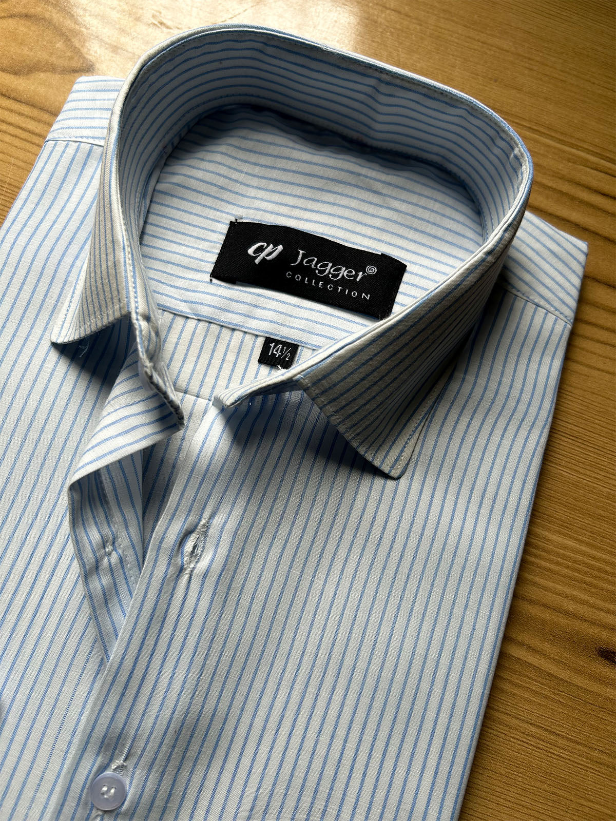 MFS632 Light Blue Lined Formal Dress Shirt For Men
