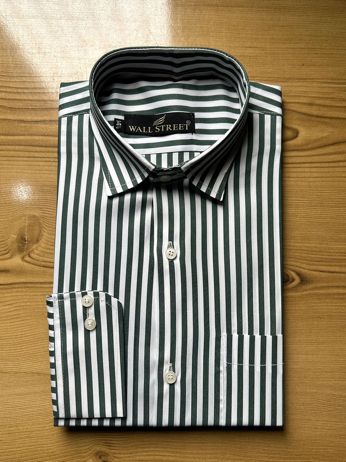 MFS639 Green Lined Formal Dress Shirt For Men