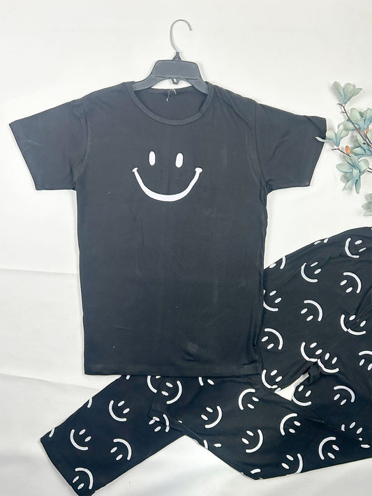Smiley Black Night Suit For Women/Girls WNS78