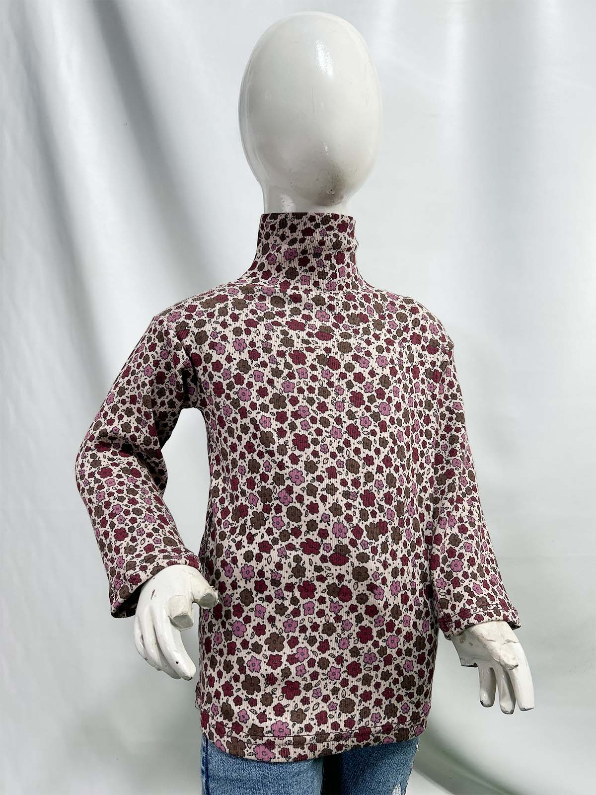 1.5Yr - 5Yrs Maroon Floral High Neck For Girls TB GHN07