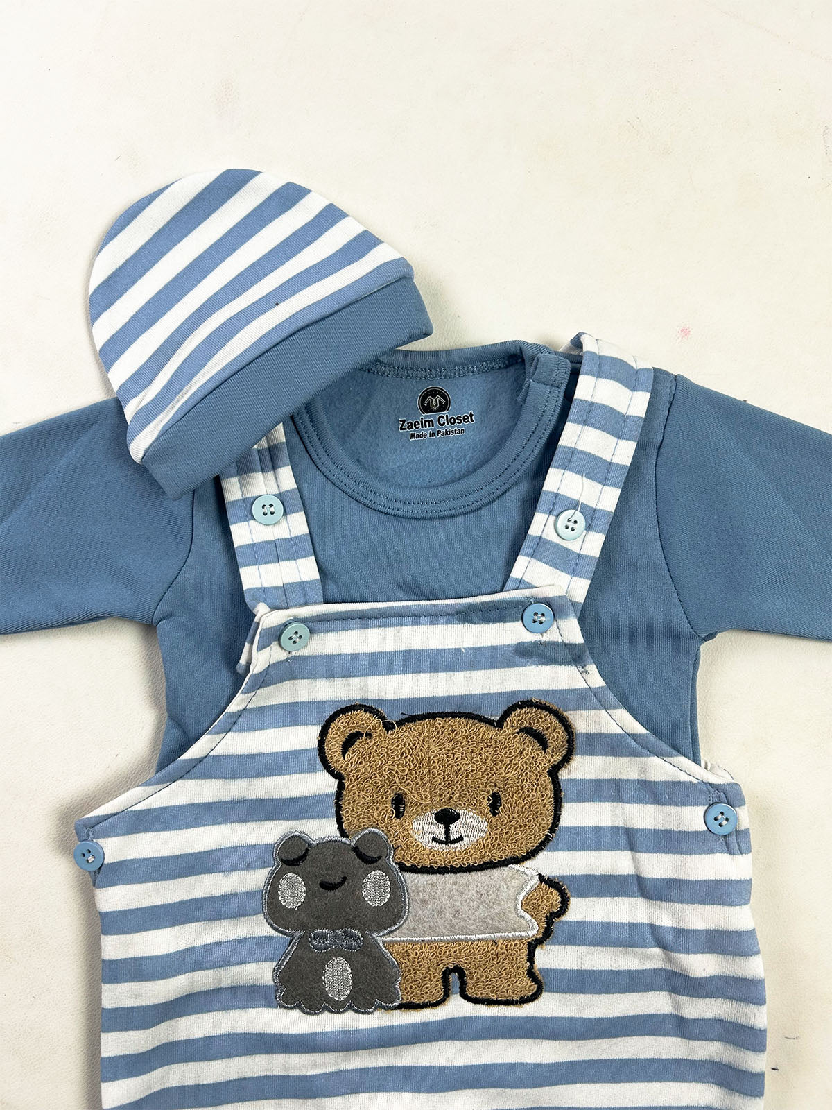 0Mth - 3Mth Bear Blue Fleece Romper For Newborn NBR195