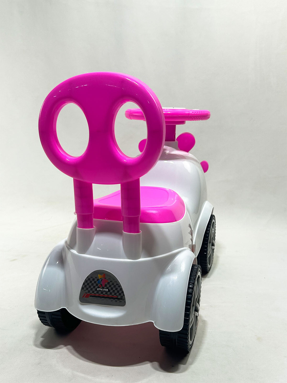 Smiling Ladybug Design Kids Ride-On Push Car with Steering Wheel – Pink & White