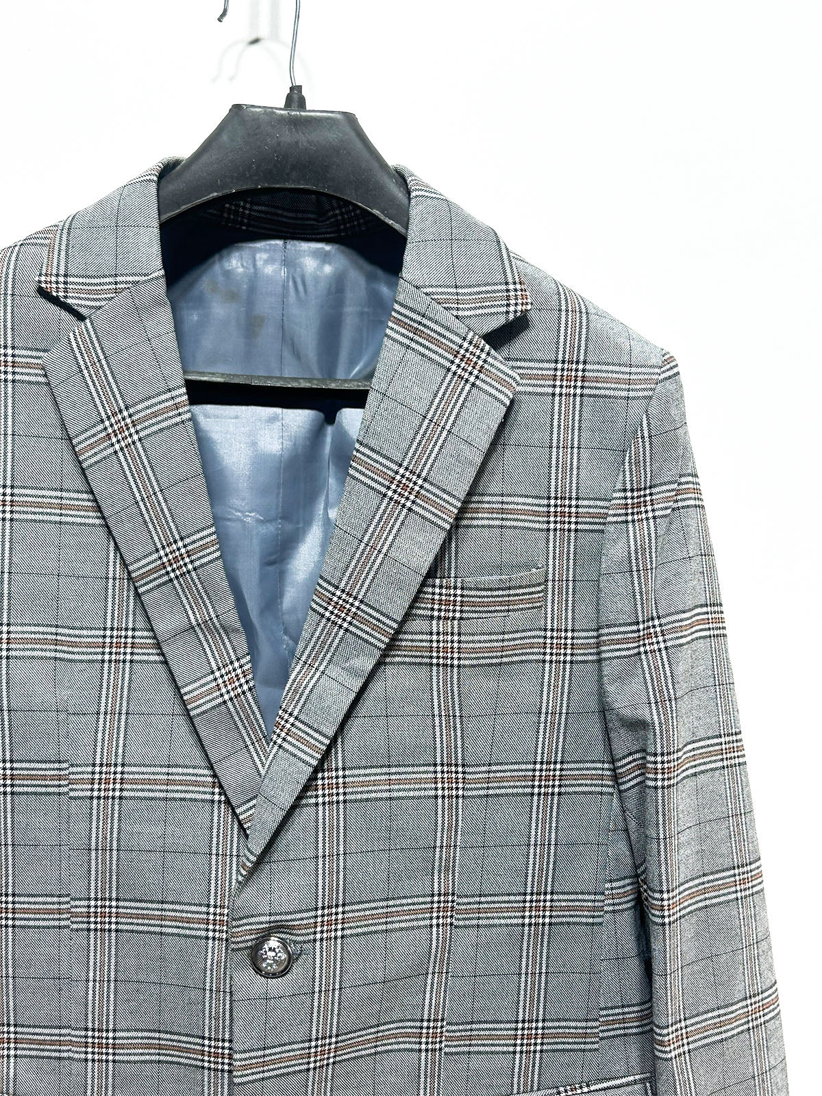 Ice Blue Checkered Casual Coat Blazer for Men