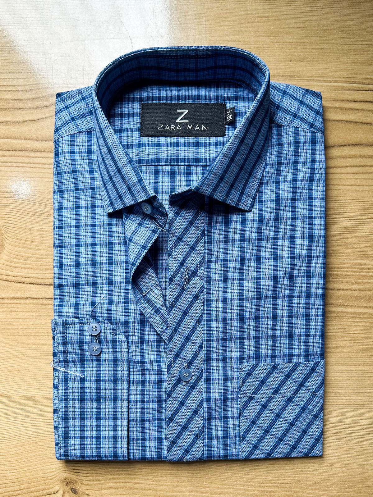 MFS622 Blue Lined Formal Dress Shirt For Men