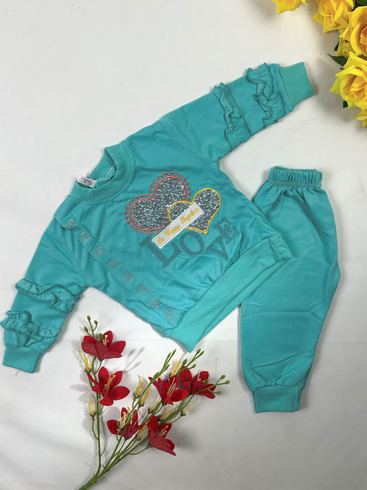1Yr - 4Yrs Love Sea Green Suit For Girls GS561