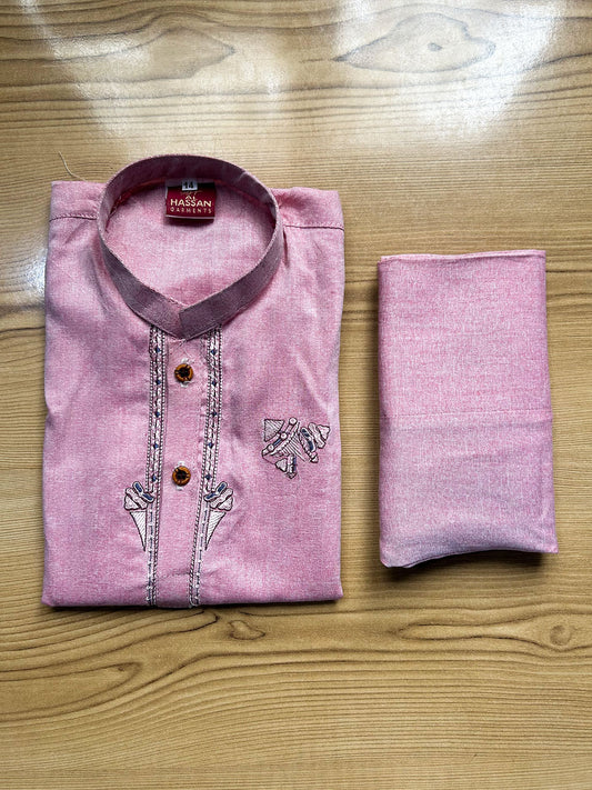 2Yrs - 14Yrs Light Pinkish Red Kameez Shalwar Suit For Boys BKS214