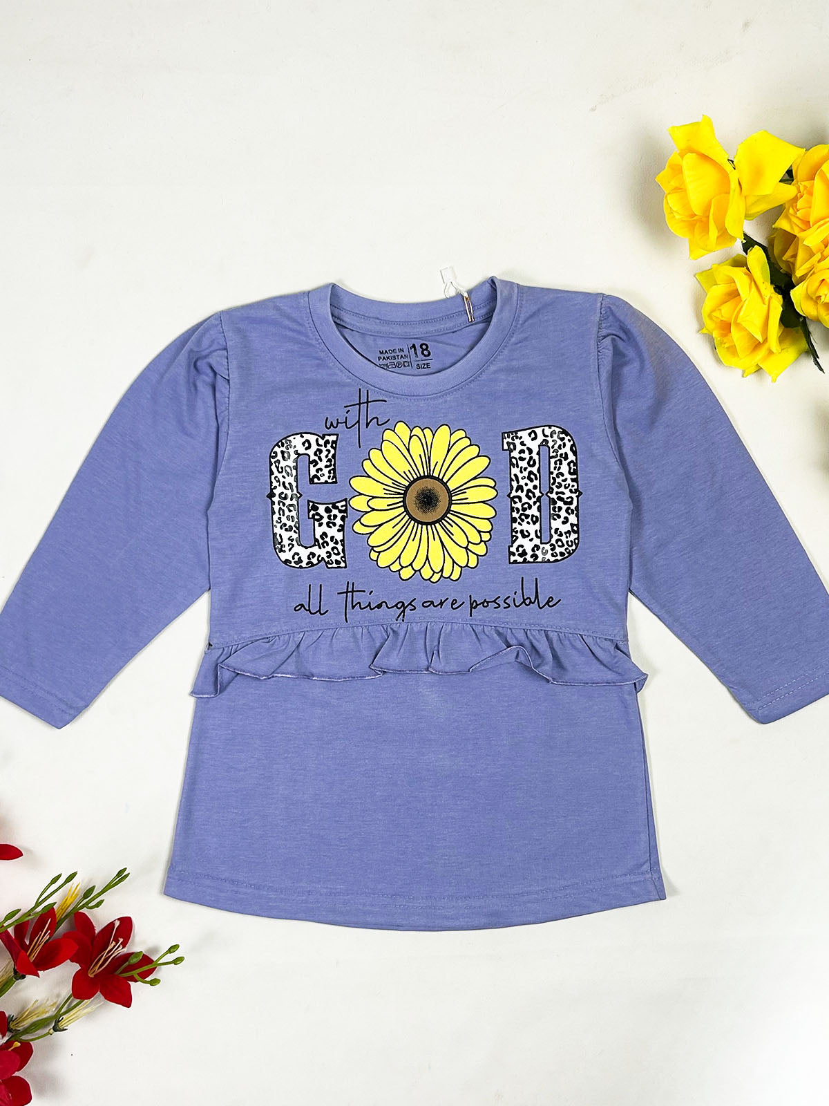 3Yrs - 8Yrs God Blue T-Shirt For Girls GTS147