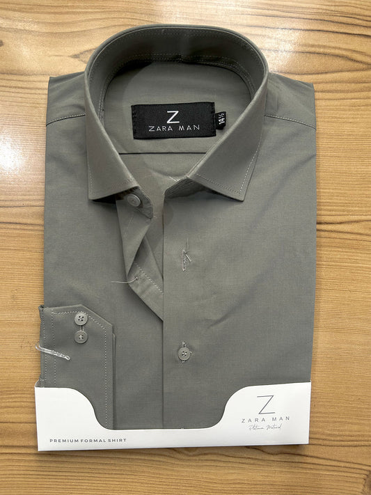 MFS719 100% Cotton Olive Grey Formal Dress Shirt For Men