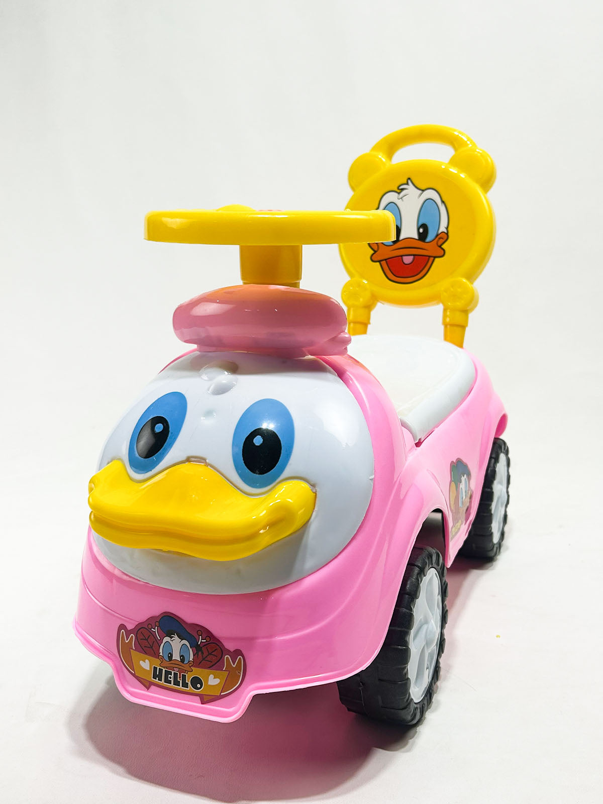 Duck Design Kids Ride-On Push Car with Steering Wheel – Pink & Yellow
