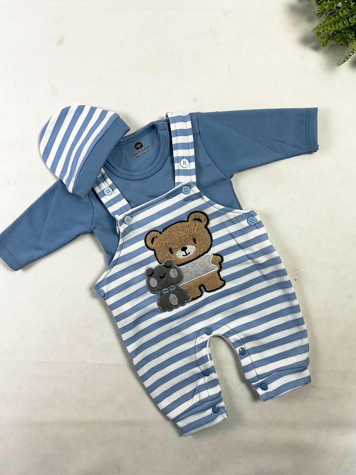 0Mth - 3Mth Bear Blue Fleece Romper For Newborn NBR195