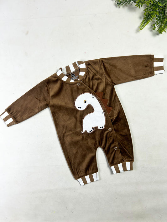 0Mth - 3Mth Coffee Brown Velvet Romper For Newborn NBR203