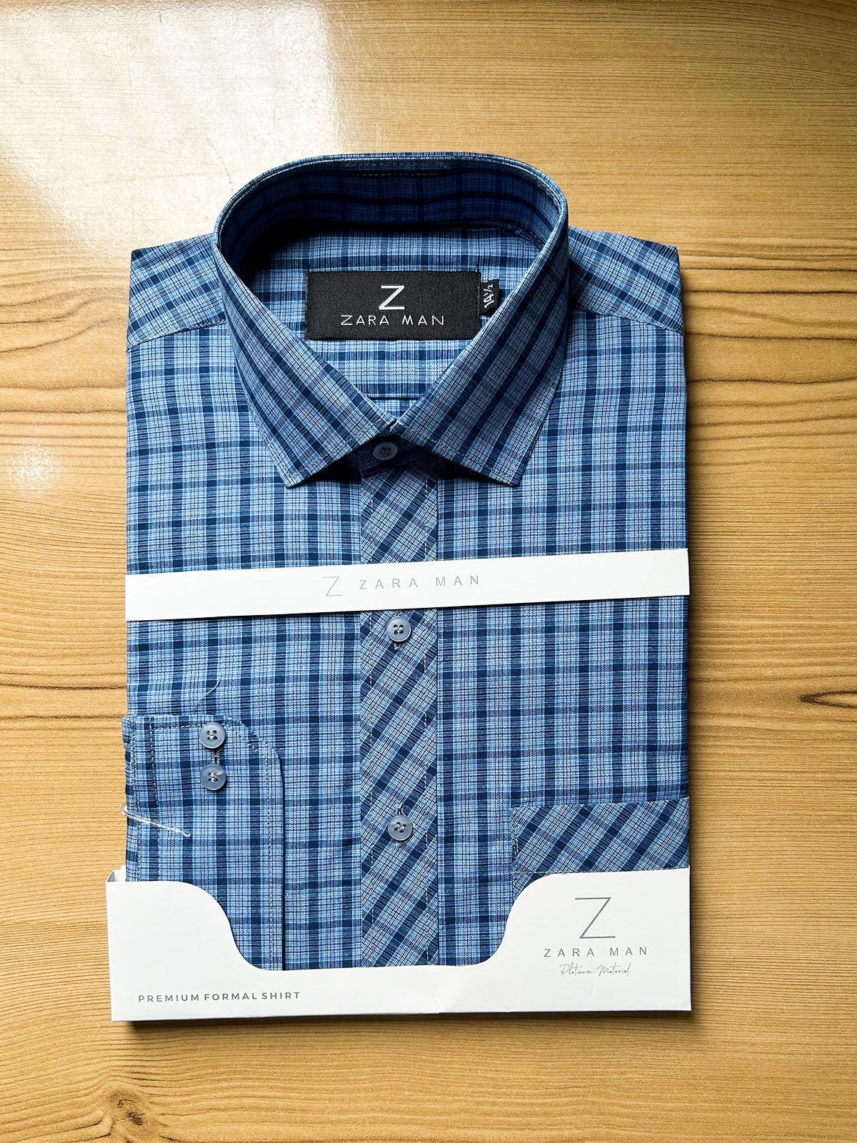 MFS622 Blue Lined Formal Dress Shirt For Men